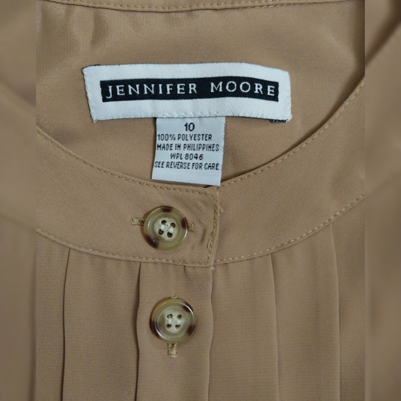 JENNIFER MOORE PLEATED LONG SLEEVE BLOUSE SZ 10 - Picture 8 of 9